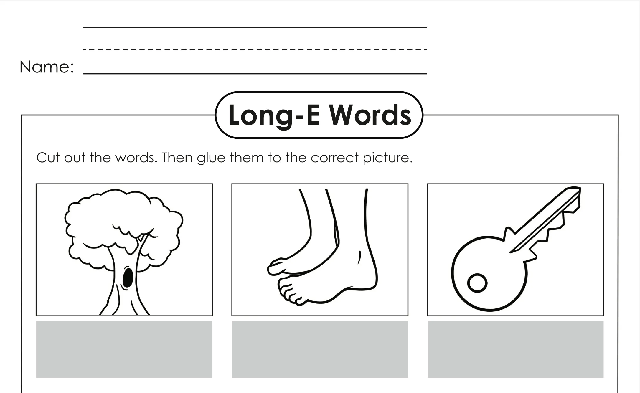 Long E phonics worksheet preview